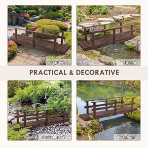 Ponte da Giardino in Legno di Pino a 7 Pezzi con Finitura Tinta per Laghetti, Fiumi, Rivi, Paesaggistica e Pavimentazione Esterna - Product Image 6