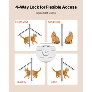 Porte pour chat en verre haute transparence avec cadre en aluminium, fermeture magnétique, 4 modes de verrouillage sécurisés, fournitures pour petits animaux - Product Image 3