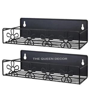 Iron Metal Rectangle Shaped Black Finished Sets Of 2 glass spice <b>rack</b> Storage Shelve Hot Selling Highest Selling - Product Image 1