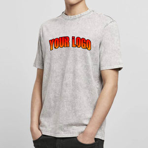 เสื้อยืดผู้ชายทรงปกติคุณภาพสูง ผ้าโพลีเอสเตอร์/คอตตอนเนื้อละเอียด ซักย้อมสีแบบแอซิดวอช ระบายอากาศได้ดี เป็นมิตรกับสิ่งแวดล้อม สไตล์ฮิปฮอป - Product Image 4