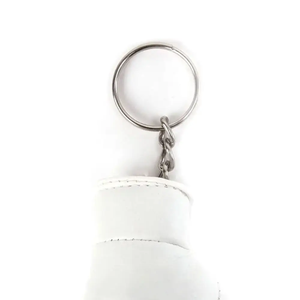 Llavero de mini guante de boxeo de goma impresa con colgante de acero inoxidable para boxeadores - Product Image 3