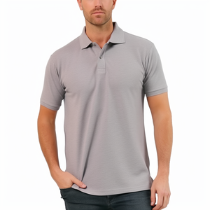 Polos en coton 100% pour hommes, taille plus, manches courtes, polos de golf personnalisés avec logo brodé - Product Image 2