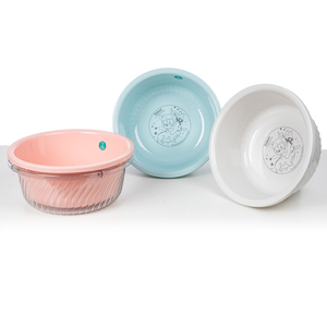 Bassin utilitaire rond à 2 couches côtelé, rose, bleu, gris, moderne, 30 cm, en plastique PE écologique Halo, pour la salle de bain à domicile - Product Image 5