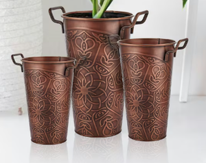 Venta al por mayor de macetas de metal con chapado en cobre para Decoración de mesa de dormitorio jarrones de hierro a precio barato floreros de forma redonda - Product Image 6