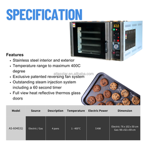 Four à convection Atlas Star Jet 220V, électrique, en acier inoxydable, équipement de boulangerie industriel - Product Image 2