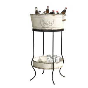 Hot Selling Hammered Galvanized Steel Beverage Tub With <b>Stand</b> Large Oval Metal <b>Drink</b> Cooler Bronze Finish For Beer And Wine Tub - Product Image 6