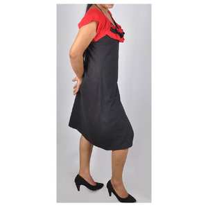 ชุดคลุมท้องคอวีออร์แกนิกกำหนดเองได้ชุดเดรสลำลองยาวถึงเข่าลายสีพื้นแขนตัดกับสิ่งแวดล้อม - Product Image 3