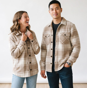 Unisex <b>Flannel</b> <b>Jacket</b> 100%Cotton Turn Down Collar Long Sleeve Button Up Checked <b>Jacket</b> <b>Men</b> Casual Wear Winter Plaid <b>Jacket</b> - Product Image 2