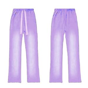 Haute qualité femmes décontracté coton Flare pantalons de survêtement lavé à l'acide sunfaded Streetwear hiver Style 100% coton - Product Image 1