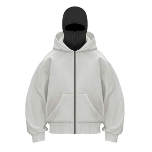 Factory Wholesale Autumn Winter Customizable Logo Camisola <b>Pullover</b> Hoodies Double Hood Zipper Drop Shoulder <b>Men's</b> Hoodies - Product Image 2