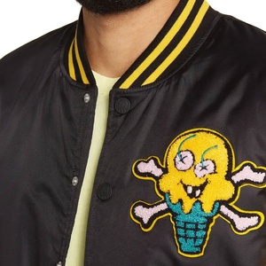 Veste d'université de baseball ample en cuir jaune et noir avec logo brodé en chenille personnalisé de haute qualité pour hommes - Product Image 4