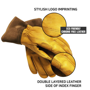 Gants de soudage TIG en cuir de chèvre et de vachette de qualité supérieure, protection industrielle résistante à la chaleur avec manchette longue - Product Image 3