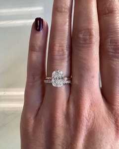 Lab Grown 3.00CT Cushion Cut Diamond Dual Band <b>Ring</b> <b>Set</b> 14K Yellow <b>Gold</b> Engagement Bridal Surprise Gift For Lovers - Product Image 4