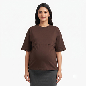T-shirt d'allaitement ample pour femme 100 % coton, coupe décontractée, pour la maternité et l'allaitement - Product Image 3