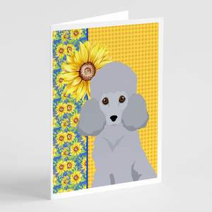 ชุดการ์ดเปล่าขนาด5x7ลายดอกทานตะวันแปลกๆ A7 8ซองพร้อมพุดเดิ้ลสีเงินสำหรับใช้เป็นของขวัญทักทาย - Product Image 1