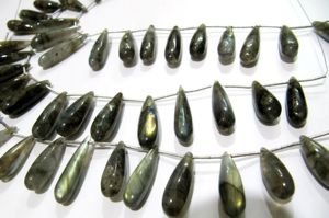 Perles lisses en forme de larme en labradorite naturelle, 1 pouce de long, brin de 8 pouces - Product Image 4