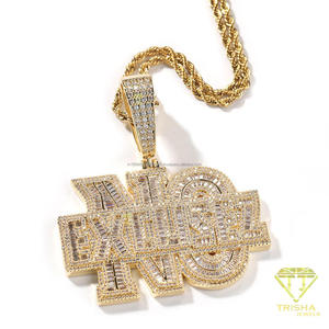 Moissanite Custom Script Name Pendant Necklace Iced Out Sparkling Stone Design With <b>Round</b> <b>Cushion</b> Link Chain Luxury Statement - Product Image 4