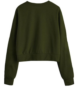 เสื้อฮู้ดดี้ผู้หญิงผ้าฝ้าย 100% สีพื้นพร้อมโลโก้แบบกำหนดเอง ทรงครอป ระบายอากาศได้ดี เหมาะสำหรับฤดูหนาว - Product Image 2