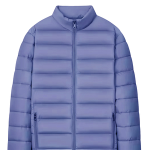 TIMELY WEARS <b>Men's</b> Gray <b>Long</b> Stand Collar Quilted Puffer <b>Jacket</b> Waterproof Windproof Hooded Zipper Closure Casual Winter Front - Product Image 3