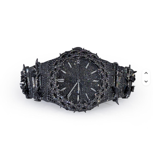 Reloj de Buceo con Diamantes Moissanite Negros Cuadrados, Totalmente Cubierto de Piedras, con Resistencia al Agua de 5 BAR y Cierre de Mariposa - Aspecto Premium de Lujo - Product Image 1