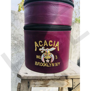 Estuche para Fez Masónico Bordado Personalizado, Meca, Siria, N.° [Número] 27 Brooklyn NY Shriner Bolsa de cuero con estuche - Product Image 5
