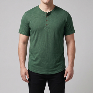 Men's Green Short Sleeve Henley T-Shirt Plus Size Summer Henley Tee Shirts Men Street Fashion Henley <b>TShirts</b> Mens - Product Image 6