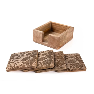 Posavasos Cuadrado de Madera de Acacia con Soporte, Diseño Moderno, Ecológico, Hecho a Mano, para Café, Té, Cerveza, Tamaño Personalizado - Product Image 6
