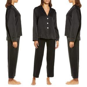 Pijamas de Seda de Alta Calidad con Estampado Personalizado para Mujer, Conjunto de Pijama con Camisa de Satén con Botones, Ropa de Dormir para Mujer - Product Image 3