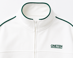 ONETEN <b>Women's</b> White Fleece Track <b>Jacket</b> Full Zip Hooded Collar Embroidered Logo Front Casual Winter Wear Quick Dry - Product Image 4