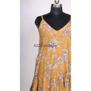 Vestido Midi Ajustado de Mujer, Ecológico, 100% Algodón, Cuello Cuadrado, Sin Mangas, Estampado Floral Digital, Casual y Formal - Product Image 2