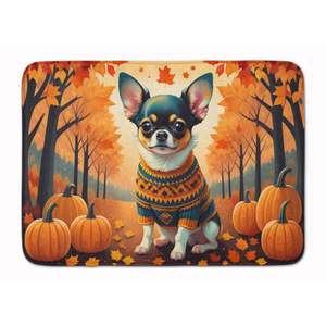 Tricolore Chihuahua Anti-Fatigue Tapis De Cuisine Automne Mousse À Mémoire Tapis De Bain Lavable En Machine Confort Coussin Anti-Fatigue Tapis De Cuisine - Product Image 1