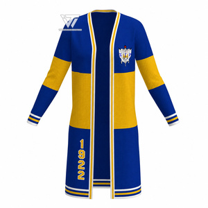 Vêtements de sororité Sigma Gamma Rho sur mesure en gros, cardigan long à blocs de couleur brodé pour femmes, style universitaire - Product Image 1