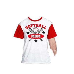Camiseta de Softbol para Mamá, Blanca y Negra, Manga Corta, Ribete en Contraste, Diseño Estampado, Cuello Redondo, Estilo Casual, Corte Jersey para Hombre - Product Image 6