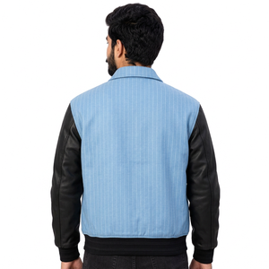Blouson bomber varsity personnalisé en gros avec doublure polaire et patchs appliqués, coupe ample pour les marques de streetwear américaines - Product Image 6