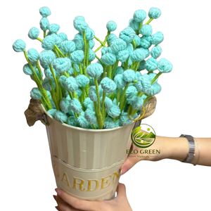 Tige de fleur en coton doux faite à la main au crochet, branche florale artificielle tricotée rose pour la décoration de bouquets, vente en gros pour les boutiques de cadeaux - Product Image 4