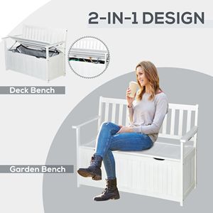 41-Gallon Outdoor Storage <b>Wooden</b> Deck Box 2-Seat Patio <b>Bench</b> with Inner Waterproof PE Lining for Garden Outdoor Container - Product Image 4