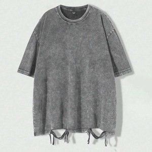 Conjunto de Camiseta y Sudadera Oversize con Estampado Acid Wash, Estilo Urbano Vintage, Algodón Pesado, Lavado Desgastado - Product Image 6