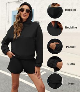 Conjunto de Dos Piezas para Mujer, Top Corto con Capucha y Pantalones Jogger con Estampado Sólido, Ropa Deportiva para Invierno, Transpirable, Precio Económico, Personalizable - Product Image 4