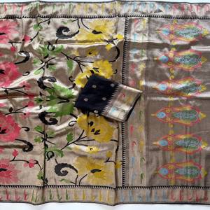 Sari VASTRA COTTAGE en viscose de tissu Jamdani pur avec bordure Paithani Minakari à tissage Zari complet, richement orné de franges Pallu et de blouse - Product Image 2