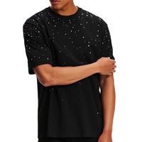 T-shirt imprimé avec des strass personnalisés pour hommes et femmes, t-shirt graphique en gros avec des pierres, t-shirt en coton tendance pour le streetwear