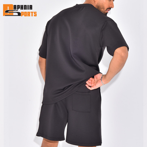 Custom Logo Summer Sportswear 2-Piece Suits T-Shirt Short Tracksuits Men Running 100% Cotton Breathable <b>Knitted</b> Men <b>Set</b> - Product Image 5