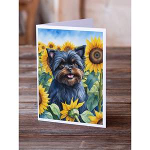 Affenpinscher in Sunflowers Whimsical A7 Tarjetas de felicitación en blanco Paquete de 8 con sobres 5x7 Tamaño de nota - Product Image 2