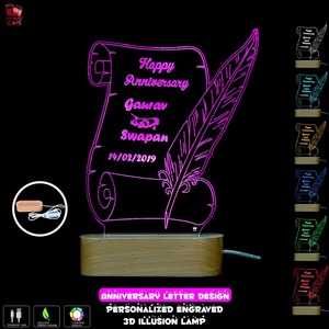 High On Demand 3D Illusion Multi Color <b>LED</b> Night Lamp Decorative <b>Light</b> for Couples Bedroom Romantic Home Available For Sale - Product Image 6