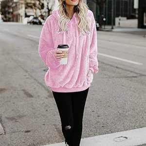 Sweat-shirts personnalisés style unique pour femme, vêtements de sport, sweat-shirt à quart de zip, vêtements d'hiver amples et moelleux, fabricant de vêtements rétro - Product Image 6