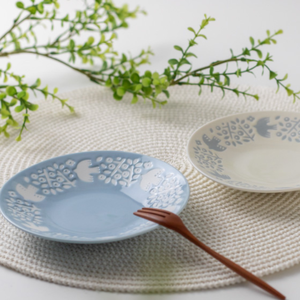 Plato de cerámica Lintu Bird Plant para sushi de 14.5cm, plato japonés Mino para asar. - Product Image 1