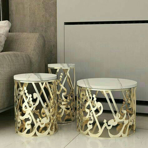 Modern Brass <b>Coffee</b> <b>Table</b> <b>Set</b> with Marble Top Contemporary <b>Nesting</b> Side <b>Tables</b> for Living Room Decor - Product Image 1