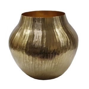 Vaso per Fiori in Alluminio Dorato 13.5x13.5x11.5" Elegante Vaso in Metallo per Arredamento Casa - Product Image 3