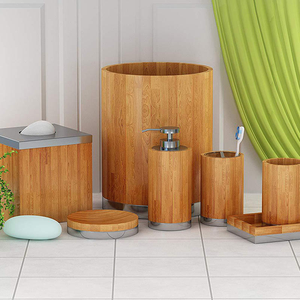 Accessoires de salle de bain en bambou classiques, écologiques, faits à la main, de qualité supérieure, ensembles de bain, logo et taille personnalisés pour la maison et l'hôtel - Product Image 3