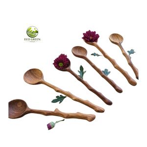 Wooden Flower Handle Tea Spoons 30mL Eco Friendly Vietnam Made <b>Montessori</b> Sensory Play Natural Educational <b>Toy</b> Kids Rose Gold - Product Image 4