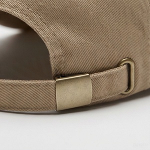 Beige 6-Panel <b>Baseball</b> <b>Cap</b> with Embroidered Logo Front Panel Fitted Unisex Casual Hat 100% Cotton Adult Size 58-60CM - Product Image 6